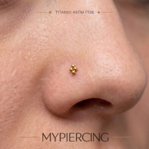 Labret 4 Beads in Titanio Push Pin per Naso