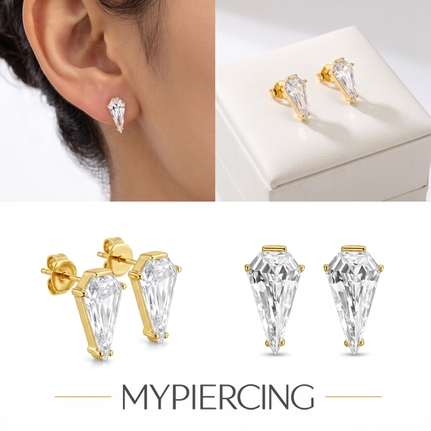 Orecchini in Titanio con Zirconia Rombo - immagine 2
