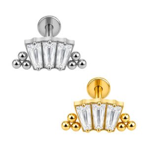 Cluster di Baguette con Beads Laterali in Titanio ASTM F136