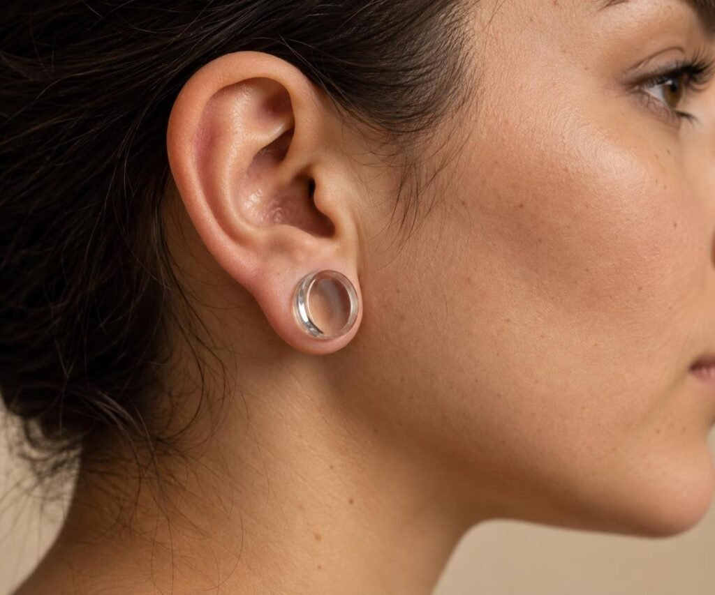 Lobo dilatato con un plug trasparente in vetro