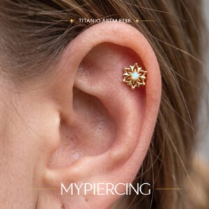 Labret in Titanio Fiore Geometrico con Opale
