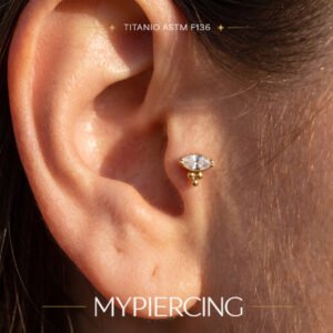 Labret Navetta di Zirconia con Beads di Titanio