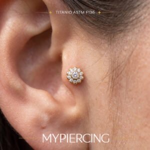 Labret Fiore in Titanio ASTM F136 Incastonato
