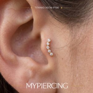Labret redondo clásico de titanio ASTM F136 con 5 circonitas