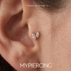 Labret di Titanio con Due Zirconi Navette