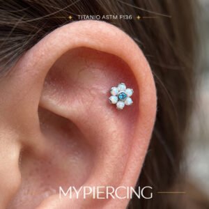 Labret di Titanio ASTM F136 Fiore Opale 6MM