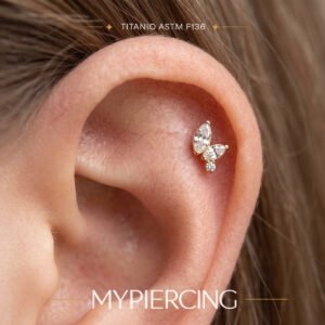 Labret in Titanio con Tre Zirconi