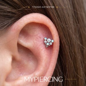 Labret 3 Zirconi 3 Opale mix beaded Titanio ASTM F136