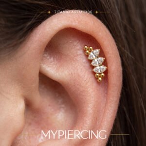 Labret 3 Navette con Beads in Titanio ASTM F136