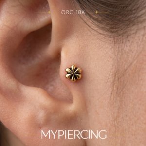 Terminale Fiore Liscia in Oro 18k