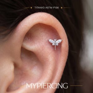 Labret Libellula di Titanio con Zirconi