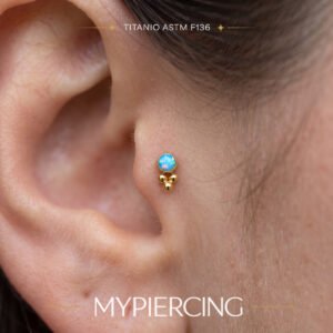 Labret Pietra con 3 Beads di Titanio ASTM F136