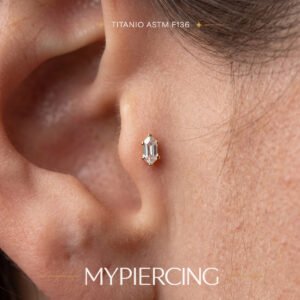 Labret con Zircone Esagonale Allungato
