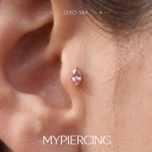 Terminale Navette in Oro 18k con Zaffiro Rosa