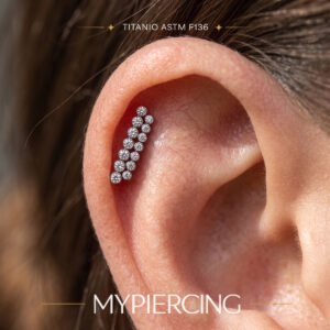 Labret in Titanio con Doppia Fila di Zirconi