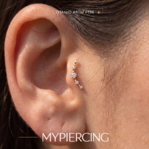 Labret in Titanio Cluster Curvo di Zircon