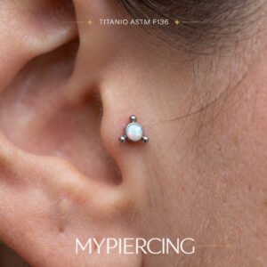 Labret di Titanio ASTM F136 con Opale, con Zirconia.