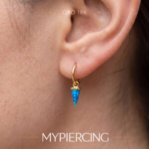 Pendente Oro 18K, Pendolo di Opale Sintetici