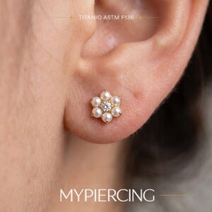 Labret Fiore di Perla in Titanio ASTM F136