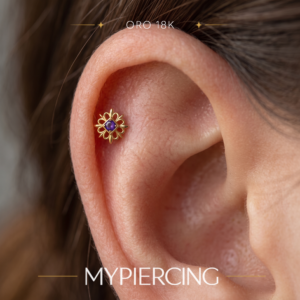 Terminale Mandala in Oro 18k con Ametista Scura