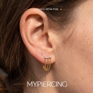 Labret in titanio con trio di catene