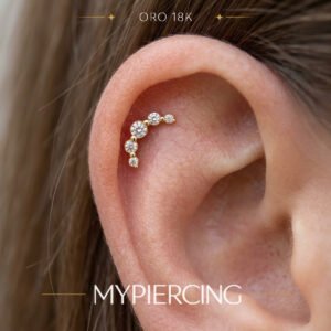 Terminale Cluster in Oro 18k Incastonato di Zirconie Premium