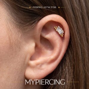 Cluster di Baguette con Beads Laterali in Titanio ASTM F136